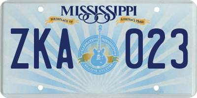 MS license plate ZKA023