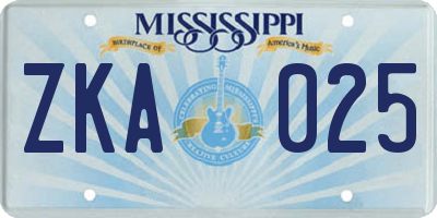 MS license plate ZKA025