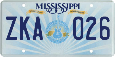 MS license plate ZKA026
