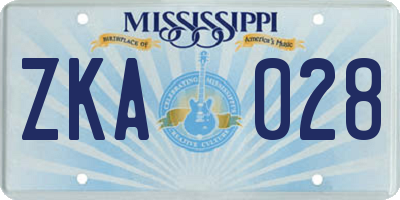 MS license plate ZKA028