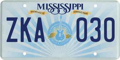 MS license plate ZKA030