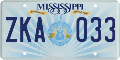 MS license plate ZKA033