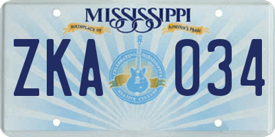 MS license plate ZKA034