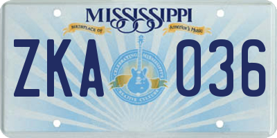 MS license plate ZKA036