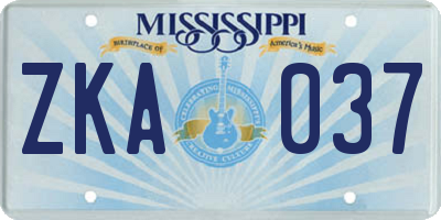 MS license plate ZKA037