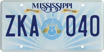 MS license plate ZKA040