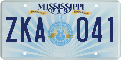 MS license plate ZKA041