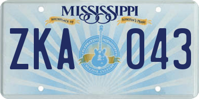 MS license plate ZKA043
