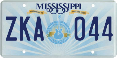 MS license plate ZKA044