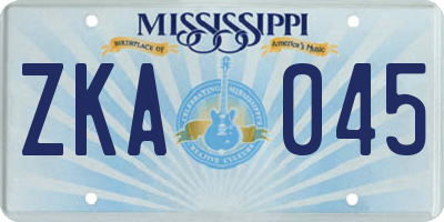 MS license plate ZKA045