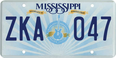 MS license plate ZKA047