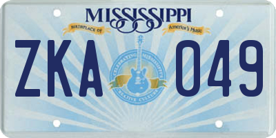 MS license plate ZKA049