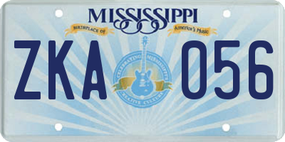 MS license plate ZKA056
