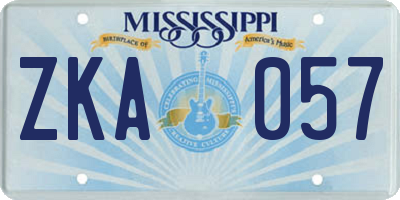 MS license plate ZKA057