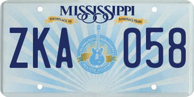 MS license plate ZKA058