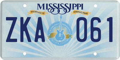 MS license plate ZKA061