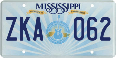 MS license plate ZKA062