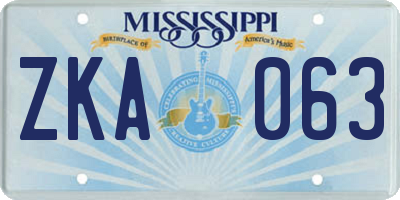 MS license plate ZKA063