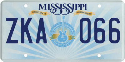 MS license plate ZKA066
