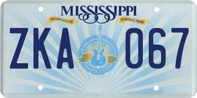 MS license plate ZKA067