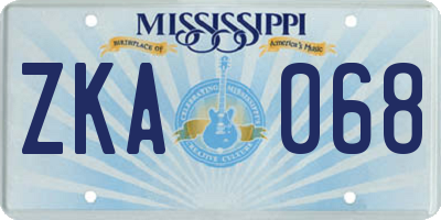 MS license plate ZKA068
