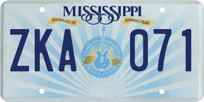MS license plate ZKA071
