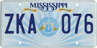 MS license plate ZKA076