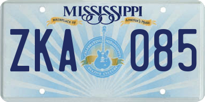 MS license plate ZKA085