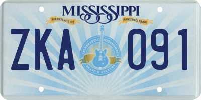 MS license plate ZKA091