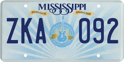 MS license plate ZKA092
