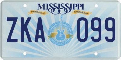 MS license plate ZKA099