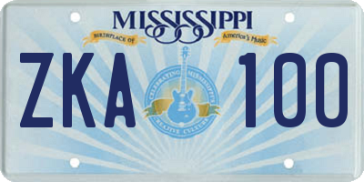 MS license plate ZKA100