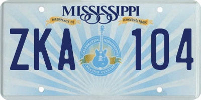 MS license plate ZKA104