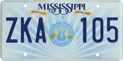 MS license plate ZKA105