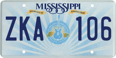MS license plate ZKA106