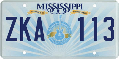 MS license plate ZKA113
