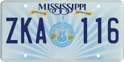 MS license plate ZKA116