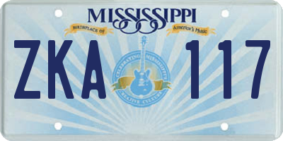 MS license plate ZKA117