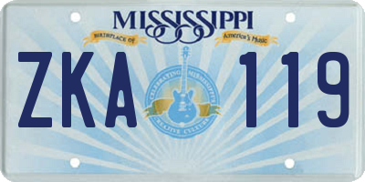 MS license plate ZKA119