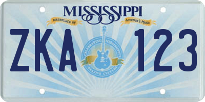MS license plate ZKA123