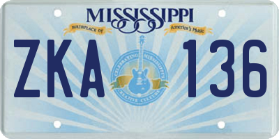 MS license plate ZKA136