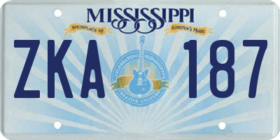 MS license plate ZKA187