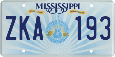 MS license plate ZKA193
