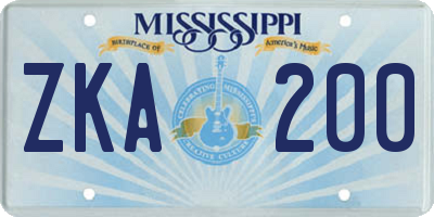 MS license plate ZKA200