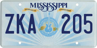 MS license plate ZKA205
