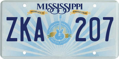 MS license plate ZKA207