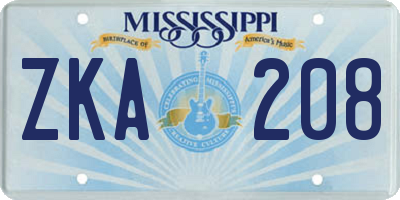 MS license plate ZKA208