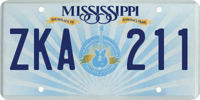 MS license plate ZKA211