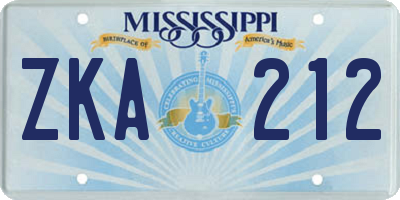 MS license plate ZKA212