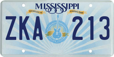 MS license plate ZKA213